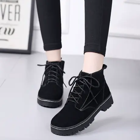 马丁靴女英伦风学生韩版百搭复古女靴秋冬靴子2023加绒短靴系带商品大图