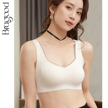 内衣女无钢圈无痕透气按摩果冻胶大胸显小小胸聚拢背心一片式文胸商品大图