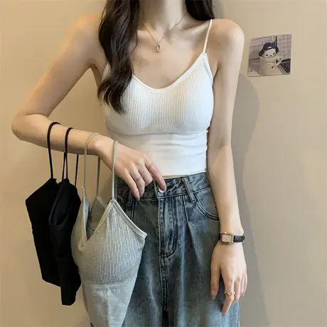 美背小吊带背心女内搭一体内衣春秋打底衫新款网红带胸垫外穿上衣图片