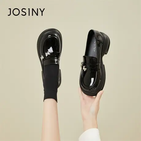 Josiny/卓诗尼厚底乐福鞋小皮鞋女2024新款春季厚底一脚蹬女鞋子商品大图