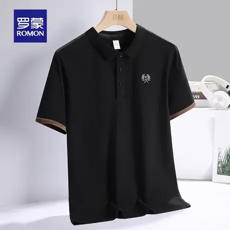 罗蒙男士冰丝短袖Polo衫夏季薄款带翻领刺绣男装上衣商务休闲T恤图片