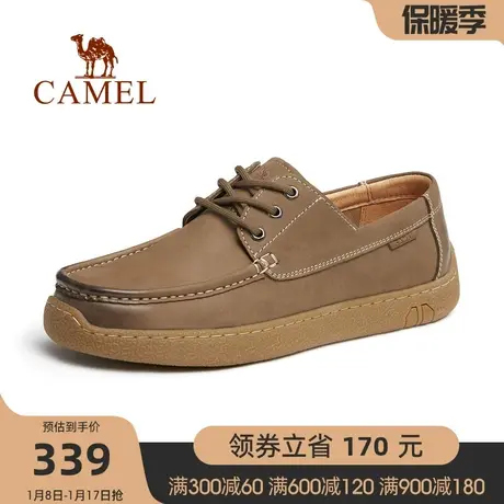 骆驼男鞋2023春季新款磨砂牛皮耐磨厚底轻便百搭舒适经典通勤皮鞋商品大图