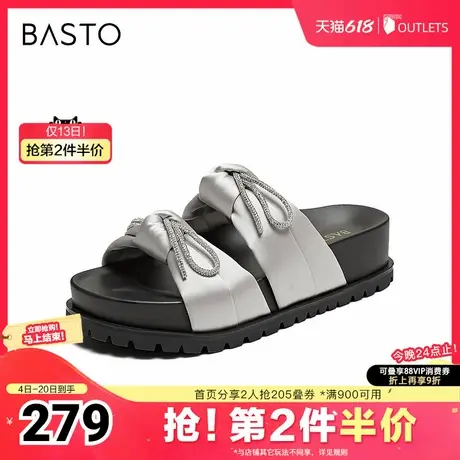 百思图2025夏季新款时尚潮流户外休闲一字拖厚底女拖鞋BP375BT5图片