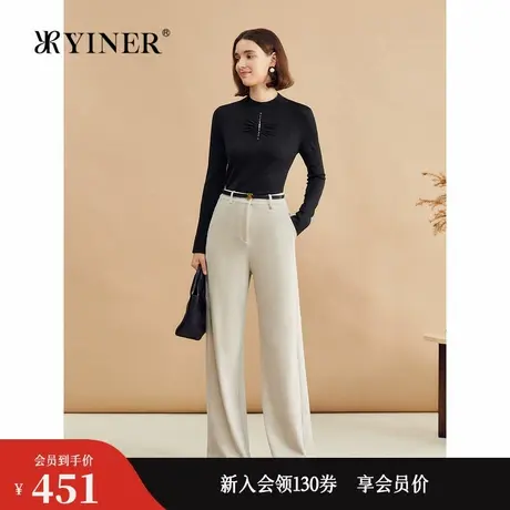 YINER音儿专选2024冬季新款羊毛金属闪丝法式打底毛针织衫图片
