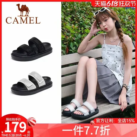 骆驼女鞋2025年夏季新款一字拖休闲凉拖鞋厚底增高拖鞋女外穿图片