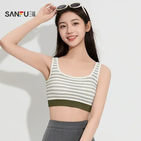 三福女春季多彩条纹裹胸背心 休闲修身外穿随心搭上衣496129商品大图