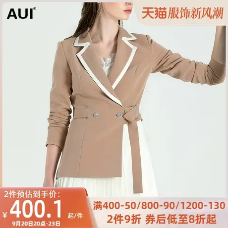 欧洲站2023春装新款欧货潮双排扣西服拼接白色百褶裙西装外套女潮图片