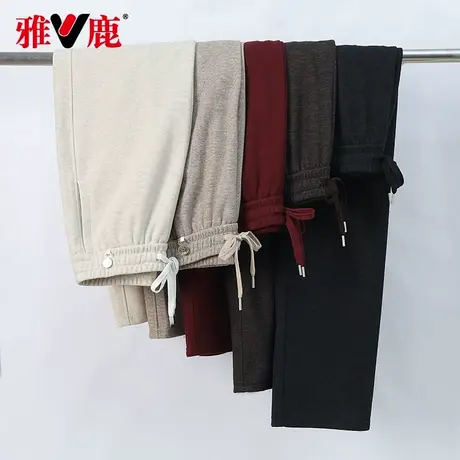 雅鹿女士阔腿裤春季新款长裤妈妈装抗皱裤子宽松大码高腰休闲裤女商品大图