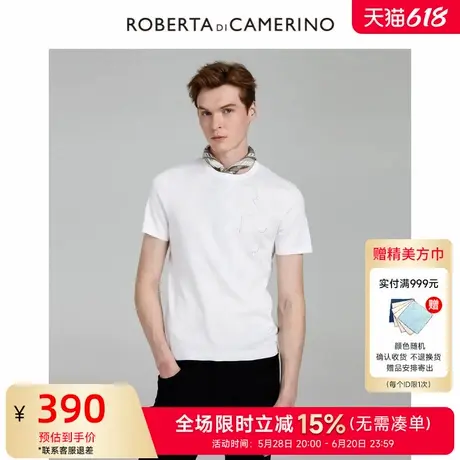 [多色可选]ROBERTA诺贝达男装男士短袖毛衫夏季新款休闲短袖T恤男商品大图