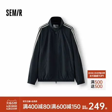 [商场同款]森马外套女蕾丝运动风2025秋新款oversize立领肌理夹克商品大图