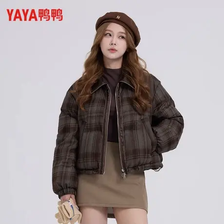 鸭鸭YAYA鸭鸭2025夏季长袖复古港风短外套保暖cleanfit风羽绒服图片
