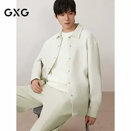 GXG男装 肌理休闲衬衫口袋绣花衬衣通勤简约男外套 2025秋季新品图片
