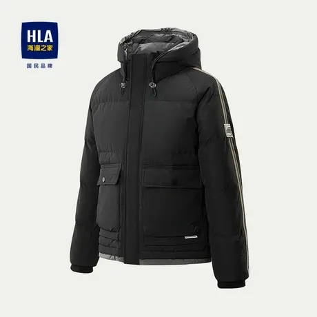 HLA/海澜之家羽绒服秋冬撞色连帽蓬松保暖防风时尚休闲短款外套男图片