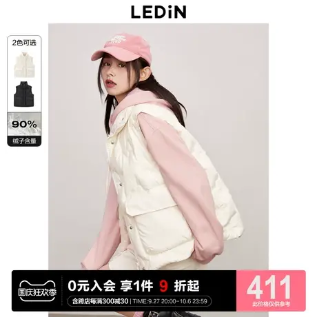 乐町蝴蝶刺绣羽绒马甲2023年秋冬新款立领甜美少女风羽绒背心外套商品大图