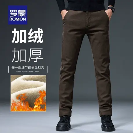 罗蒙男士商务休闲裤冬季加绒加厚2025新款直筒秋冬保暖长裤子N1Z商品大图