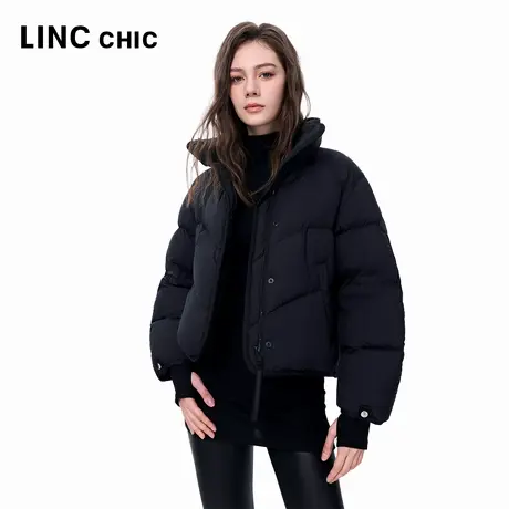 LINC金羽杰2025年冬季新款羽绒服立领廓形短款鹅绒羽绒服女1229G商品大图
