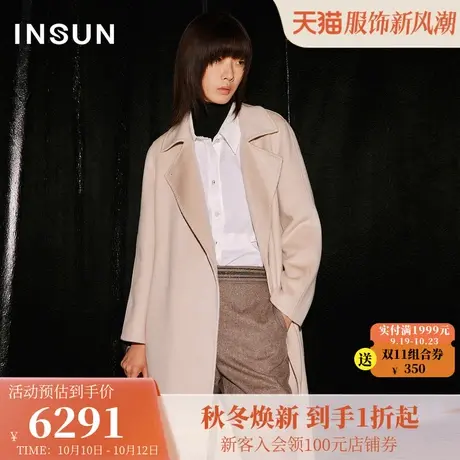 恩裳COVER2023年冬装廓形感羊绒大衣保暖抗皱美拉德外套毛呢外套图片