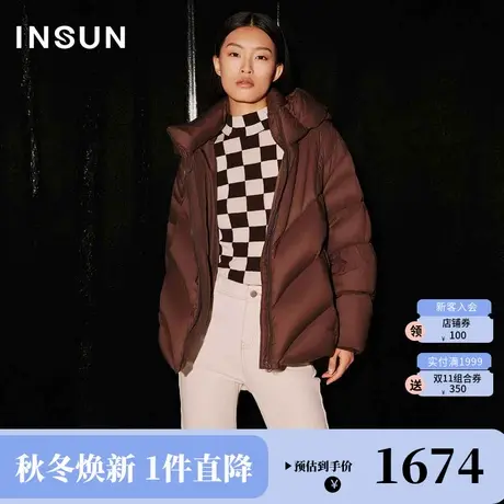 恩裳COVER2023冬季新款时尚宽松廓形斜插袋轻柔保暖短款羽绒服女商品大图