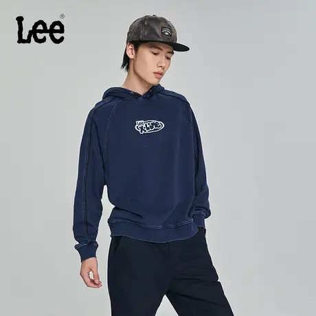 LeeXLINE23秋冬新品舒适版深蓝色运动感连帽卫衣男LMT0071015FH商品大图