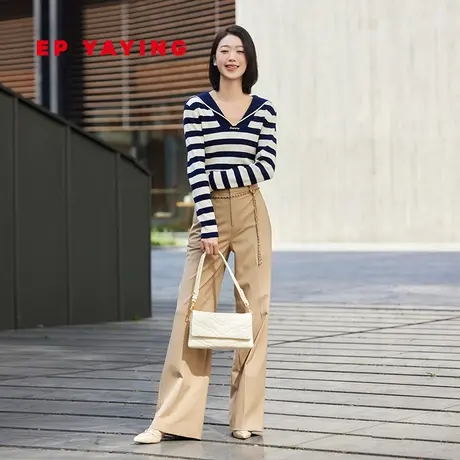 [唐嫣同款]EP雅莹女装 美利奴羊毛条纹针织海魂衫 商场同款9529A图片