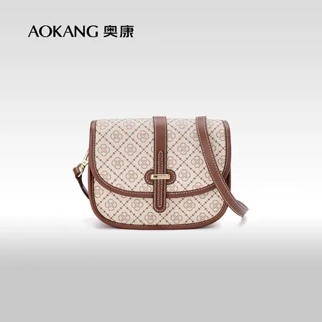 奥康包包女新款时尚印花女包百搭淑女米白色女士单肩斜挎包包图片