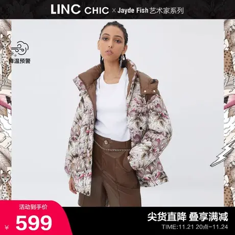 LINCCHIC金羽杰羽绒服女印花面包服短款羽绒服女冬季Y21882511商品大图