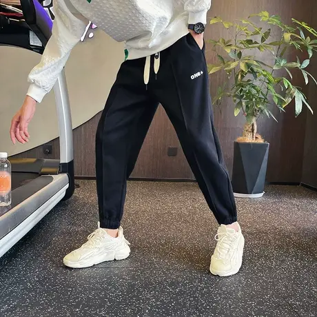 灰色卫裤男士2024新款春秋潮牌ins运动裤子学生哈伦束脚休闲九分商品大图