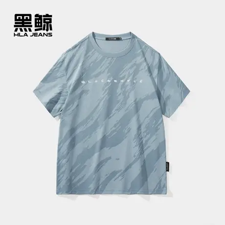 黑鲸HLAJEANS海澜之家旗下潮牌多色花纹短袖T恤微阔休闲圆领短t商品大图
