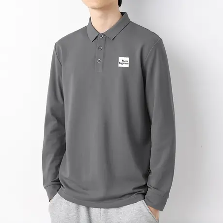 珠地棉长袖polo衫保罗翻领t恤男2024新款春季薄款带领打底衫秋衣图片