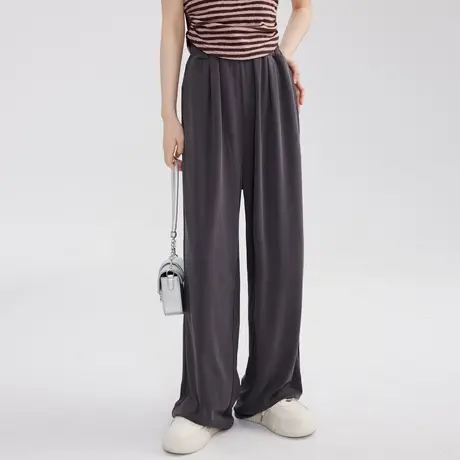 宽松灰色抽绳运动阔腿裤女2023新款束脚休闲美式卫裤夏季薄款裤子图片