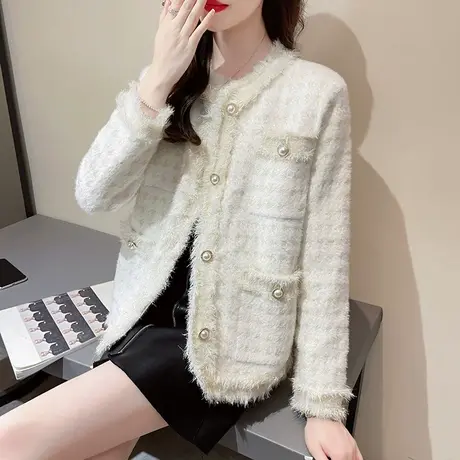 秋装2023年新款女上衣秋季女士小香风毛衣外套女厚款针织开衫春秋商品大图