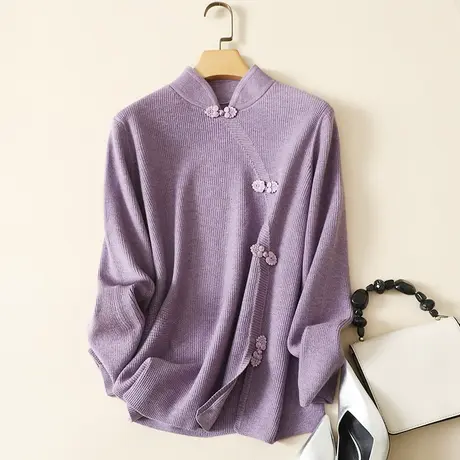 春装2024年新款旗袍样式半高领毛衣套头打底衫女内搭洋气针织衫女图片