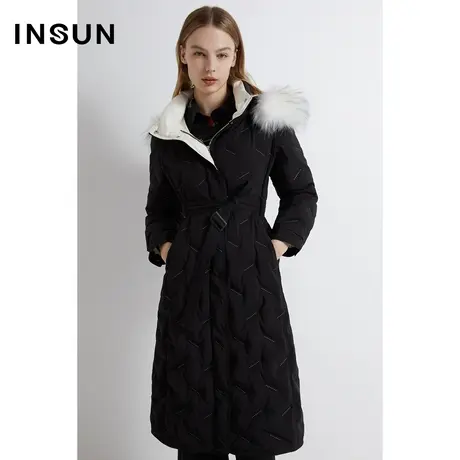 INSUN恩裳线上专选冬季收腰X型防跑绒鸭绒羽绒服图片