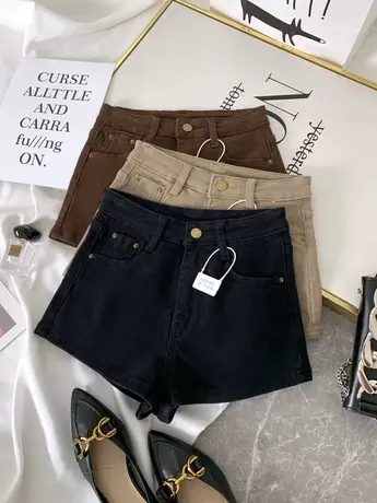 韩版牛仔短裤女2022秋季新款显瘦百搭弹力包臀小个子显腿长高腰裤图片