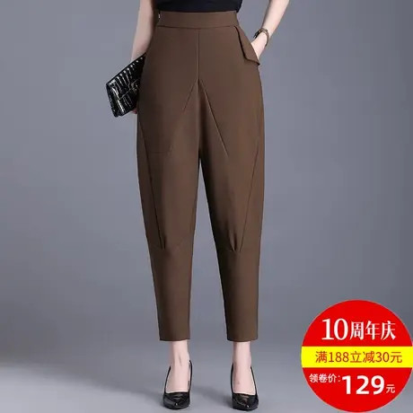 垮裤灯笼裤女春夏2023新款咖色萝卜裤宽松休闲裤高腰吊裆裤九分裤图片