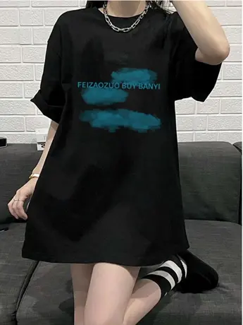 黑色防棉短袖t恤女2023新款夏季美式复古小众设计感洋气减龄上衣商品大图