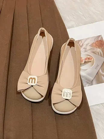 蝴蝶结浅口豆豆鞋女2023年春夏新款乐福鞋一脚蹬配裙子玛丽珍鞋秋商品大图