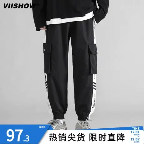VIISHOW工装裤子男款冬季加绒宽松潮牌学生运动美式男士休闲长裤商品大图