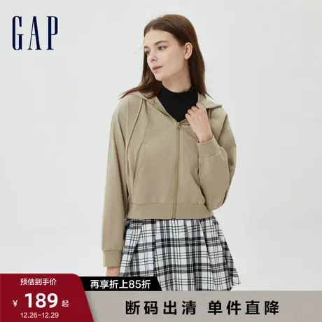 【断码优惠】Gap女装LOGO户外落肩袖水洗棉连帽衫运动卫衣591196图片