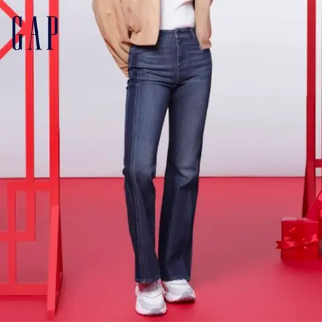 【欧阳娜娜同款】Gap女装春季2024新款轻薄修身微喇牛仔裤874413图片