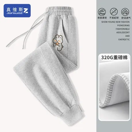 真维斯Z+灰色卫裤女运动裤子春秋休闲长裤2024早春新款女装春装H图片