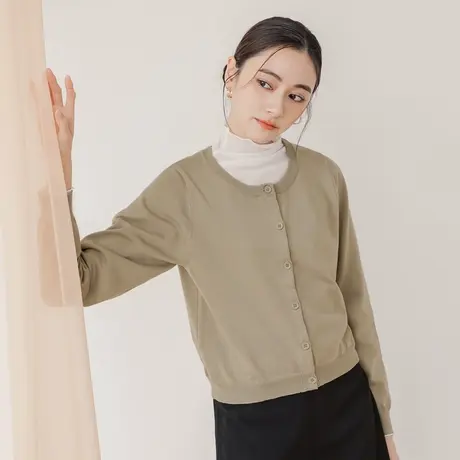 桔熊春秋季针织开衫女休闲商务软糯圆领短外套长袖上衣大码FA2964图片