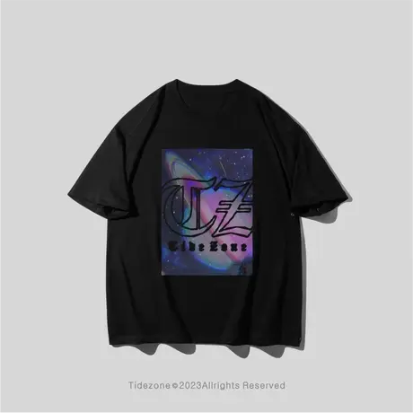 Ohlyah潮牌黑色星空纯棉重磅短袖t恤男夏季美式基础款ins宽松打底图片