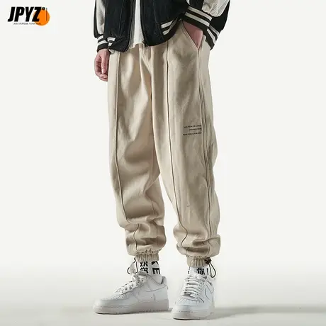 直筒抽绳束脚工装裤男秋冬宽松卫裤大码加绒休闲长裤子男冬季商品大图