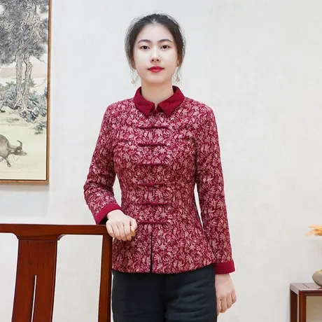 筠雅唐装女装中国风棉袄旗袍上衣加厚保暖长袖中式盘扣外套冬季图片