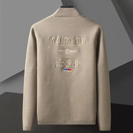 刺绣针织衫开衫男外套春秋款男装线衣外搭休闲秋装毛衣小蜜蜂外衣商品大图