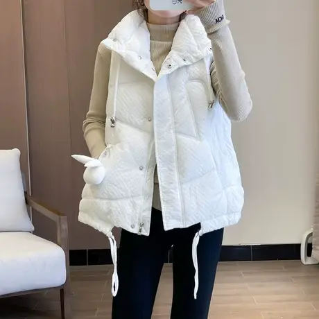 羽绒棉马甲女秋冬短款2023年新款宽松学院风外搭坎肩时尚马夹外套商品大图