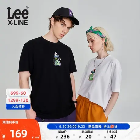 LeeXLINE23秋冬新品舒适版棉质印花男女同款短袖T恤LUT0072334LE图片