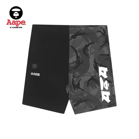 Aape旗舰店男装春夏潮流字母印花迷彩撞色拼接潮流短裤6859XXI商品大图