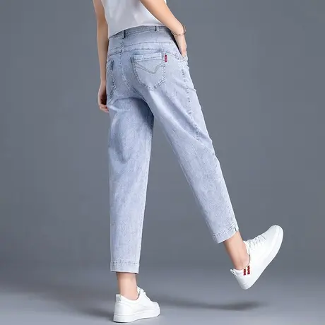 八分牛仔裤女夏季薄款2023新款九分大码萝卜裤女裤宽松老爹哈伦裤图片